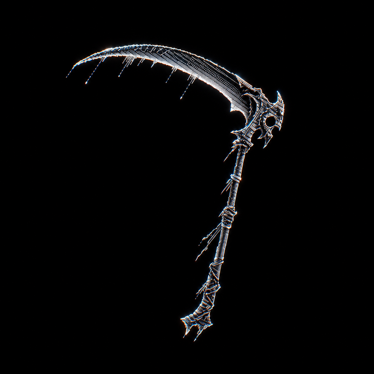 REAPER pixel scythe with an icy glowing blade